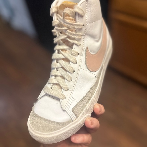 Nike Women's Cream and Pink High-Top Sneakers - Picture 1 of 8